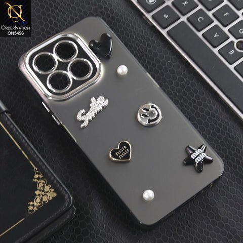 Honor X6c - Black -  3D Smile Cartoon Matte Shinny Case With Camera Protection Soft Border Case