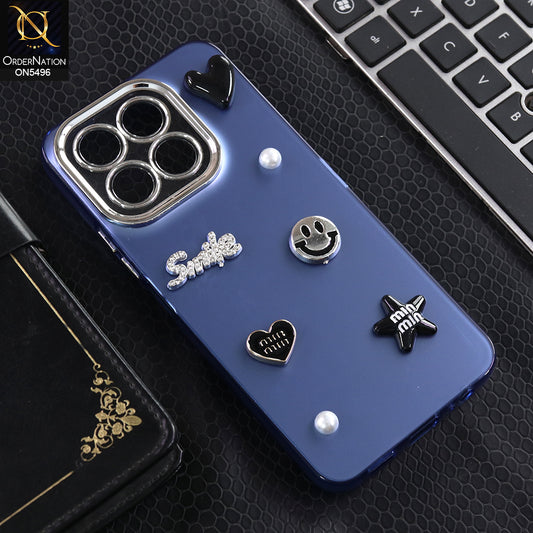 Honor X6c - Blue -  3D Smile Cartoon Matte Shinny Case With Camera Protection Soft Border Case
