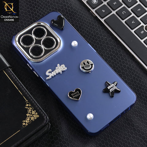Honor X6c - Blue -  3D Smile Cartoon Matte Shinny Case With Camera Protection Soft Border Case