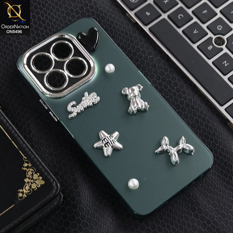 Honor X6c - Green -  3D Smile Cartoon Matte Shinny Case With Camera Protection Soft Border Case
