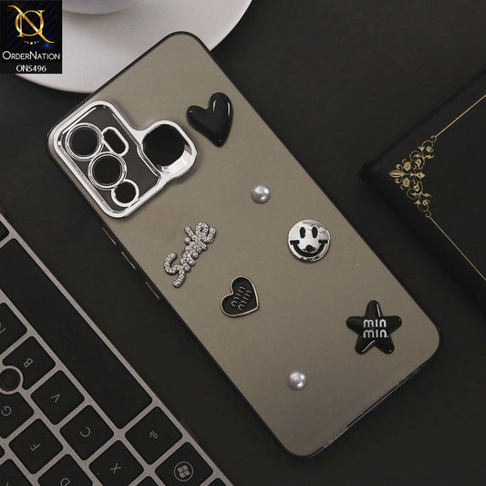 Infinix Hot 12 Play Cover - Black - 3D Smile Cartoon Matte Shinny Case With Camera Protection Soft Border Case