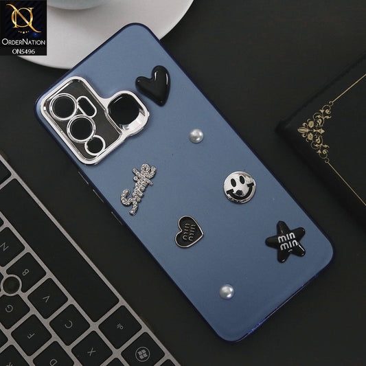 Infinix Hot 12 Play Cover - Blue - 3D Smile Cartoon Matte Shinny Case With Camera Protection Soft Border Case