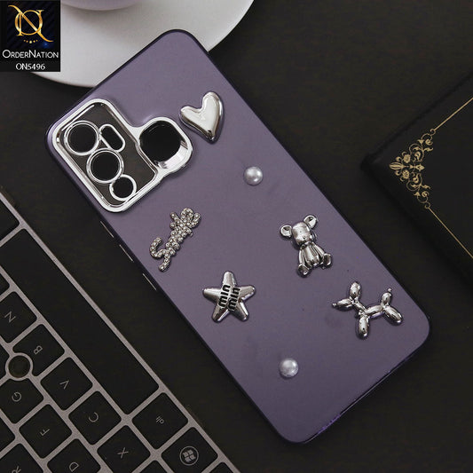 Infinix Hot 12 Play Cover - Purple - 3D Smile Cartoon Matte Shinny Case With Camera Protection Soft Border Case