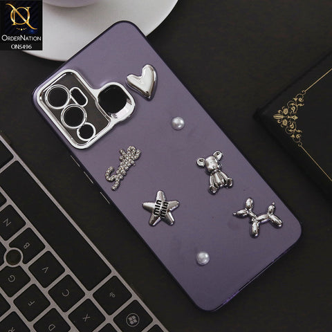 Infinix Hot 12 Play Cover - Purple - 3D Smile Cartoon Matte Shinny Case With Camera Protection Soft Border Case