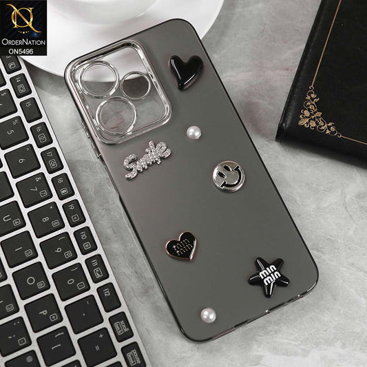 Infinix Hot 30 Play Cover - Black -  3D Smile Cartoon Matte Shinny Case With Camera Protection Soft Border Case