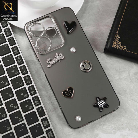 Infinix Hot 30 Play Cover - Black -  3D Smile Cartoon Matte Shinny Case With Camera Protection Soft Border Case