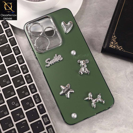 Infinix Hot 30 Play Cover - Green -  3D Smile Cartoon Matte Shinny Case With Camera Protection Soft Border Case