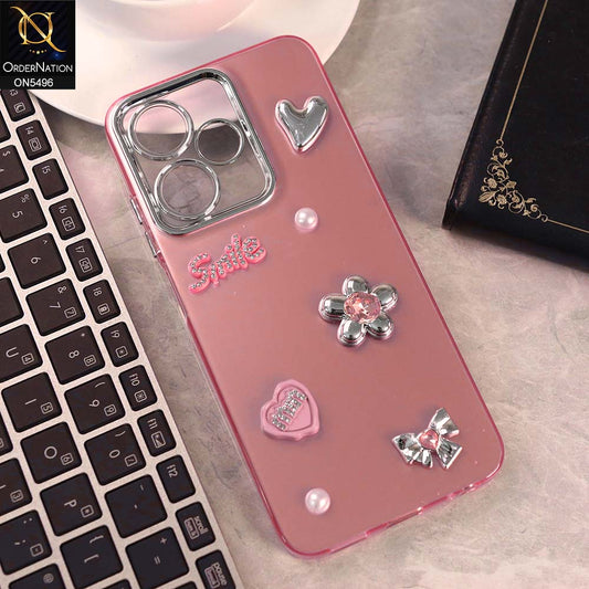 Infinix Hot 30 Play Cover - Pink -  3D Smile Cartoon Matte Shinny Case With Camera Protection Soft Border Case