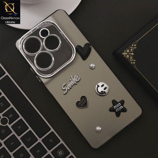 Infinix Hot 40 Cover - Black - 3D Smile Cartoon Matte Shinny Case With Camera Protection Soft Border Case