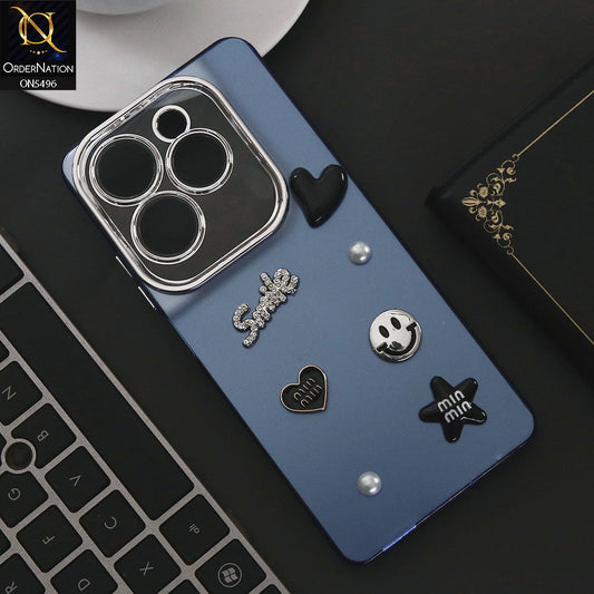 Infinix Hot 40 Cover - Blue - 3D Smile Cartoon Matte Shinny Case With Camera Protection Soft Border Case