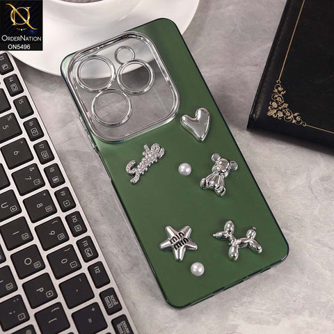 Infinix Hot 40 Pro Cover - Green -  3D Smile Cartoon Matte Shinny Case With Camera Protection Soft Border Case
