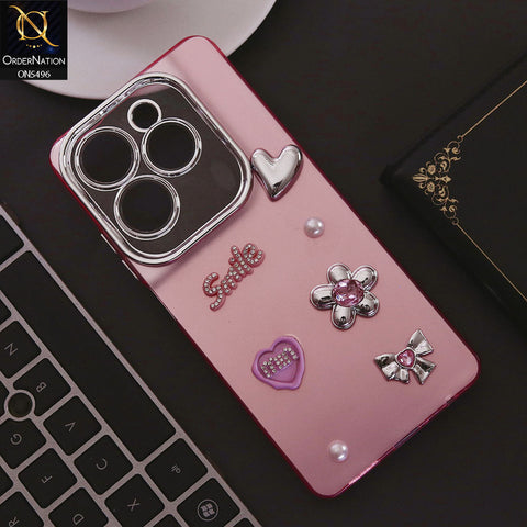 Infinix Hot 40 Pro Cover - Pink - 3D Smile Cartoon Matte Shinny Case With Camera Protection Soft Border Case