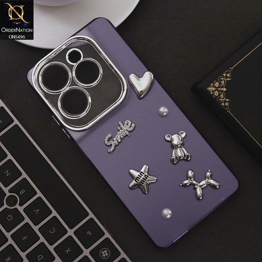 Infinix Hot 40 Pro Cover - Purple - 3D Smile Cartoon Matte Shinny Case With Camera Protection Soft Border Case