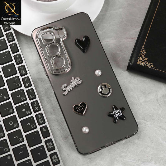 Infinix Hot 50 4G Cover - Black -  3D Smile Cartoon Matte Shinny Case With Camera Protection Soft Border Case