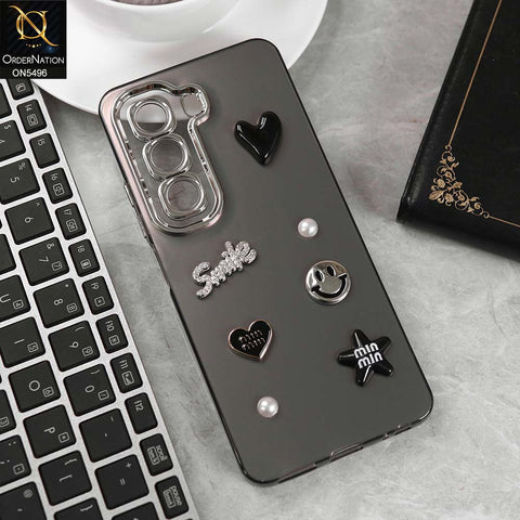 Infinix Hot 50 4G Cover - Black -  3D Smile Cartoon Matte Shinny Case With Camera Protection Soft Border Case