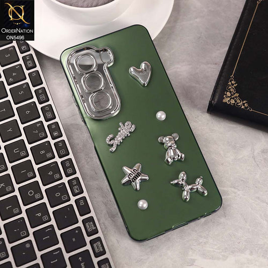 Infinix Hot 50 Pro Cover - Green -  3D Smile Cartoon Matte Shinny Case With Camera Protection Soft Border Case