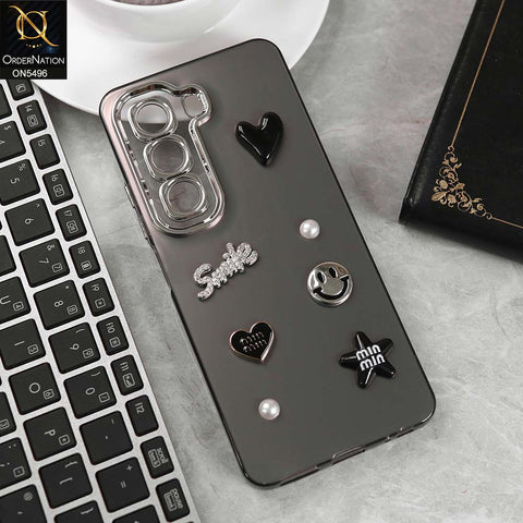 Infinix Hot 50 Pro Cover - Black - 3D Smile Cartoon Matte Shinny Case With Camera Protection Soft Border Case