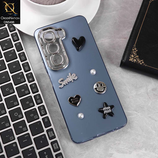 Infinix Hot 50 Pro Cover - Blue -  3D Smile Cartoon Matte Shinny Case With Camera Protection Soft Border Case