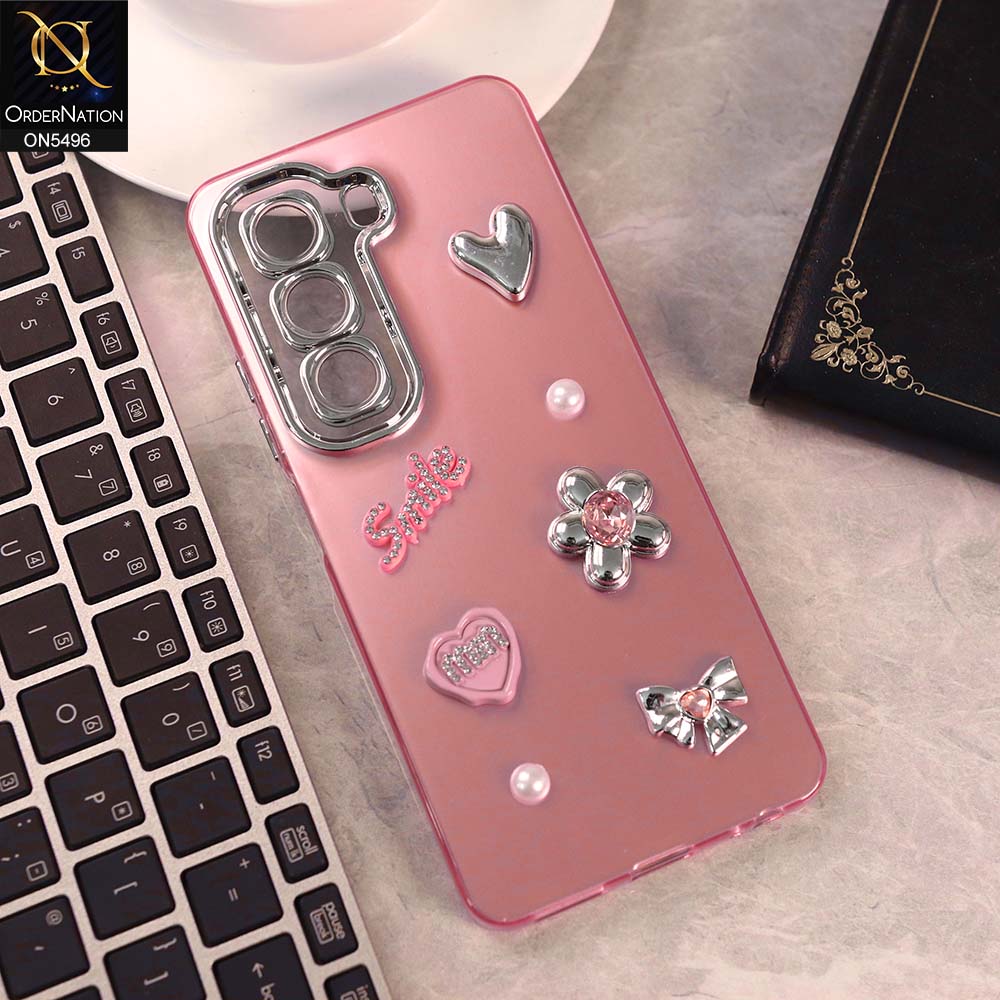 Infinix Hot 50 Pro Cover - Pink - 3D Smile Cartoon Matte Shinny Case With Camera Protection Soft Border Case