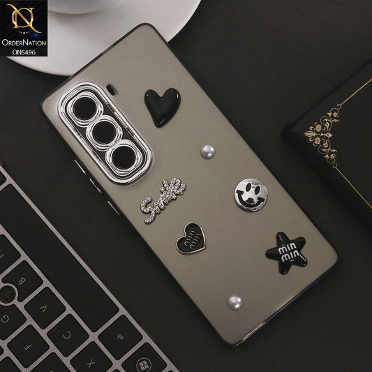 Infinix Hot 50 Pro Plus Cover - Black - 3D Smile Cartoon Matte Shinny Case With Camera Protection Soft Border Case