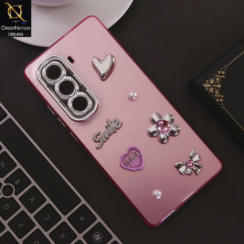 Infinix Hot 50 Pro Plus Cover - Pink - 3D Smile Cartoon Matte Shinny Case With Camera Protection Soft Border Case