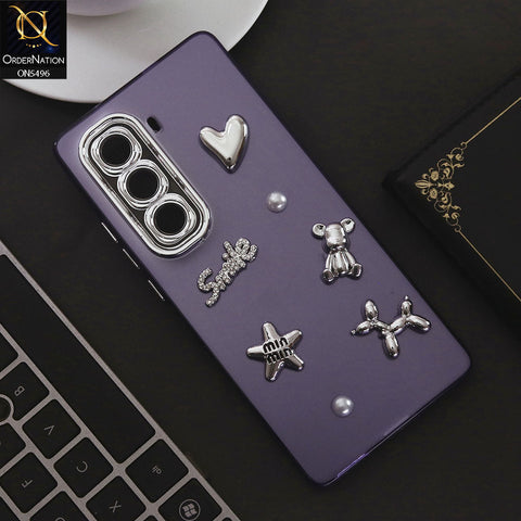 Infinix Hot 50 Pro Plus Cover - Purple - 3D Smile Cartoon Matte Shinny Case With Camera Protection Soft Border Case