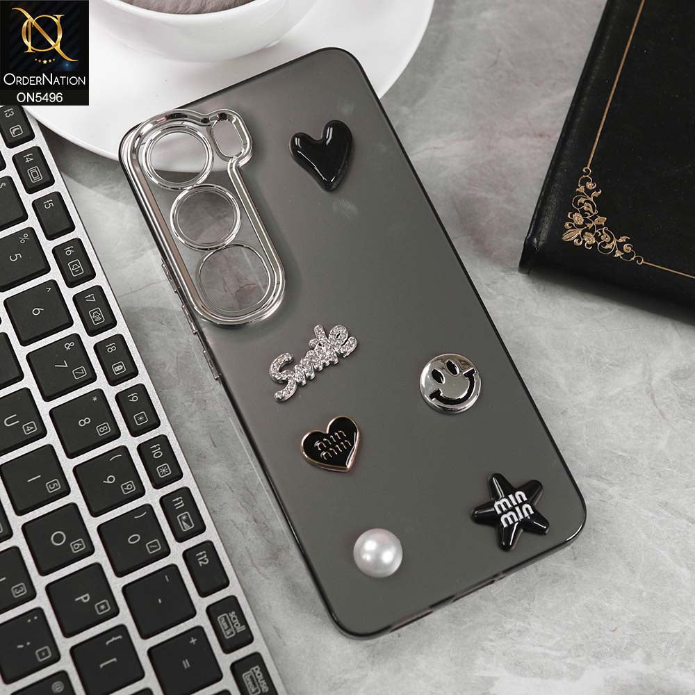 Infinix Hot 60i 4G Cover - Black -  3D Smile Cartoon Matte Shinny Case With Camera Protection Soft Border Case