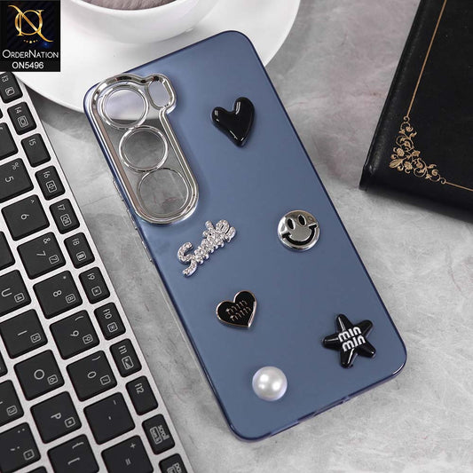 Infinix Hot 60i 4G Cover - Blue -  3D Smile Cartoon Matte Shinny Case With Camera Protection Soft Border Case