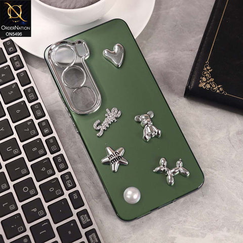 Infinix Hot 60 Cover - Green -  3D Smile Cartoon Matte Shinny Case With Camera Protection Soft Border Case