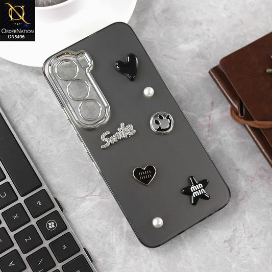 Infinix Hot 60 Pro Cover - Black - 3D Smile Cartoon Matte Shinny Case With Camera Protection Soft Border Case