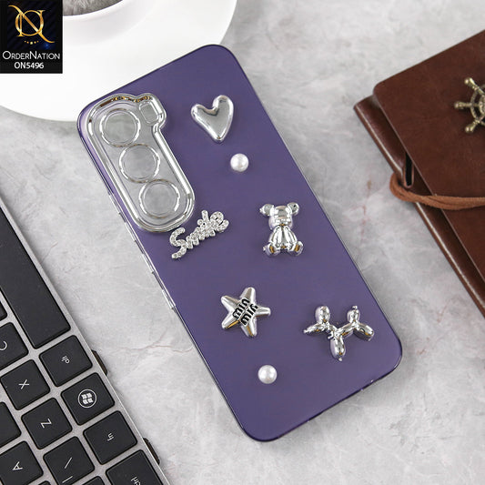 Infinix Hot 60 Pro Cover - Purple - 3D Smile Cartoon Matte Shinny Case With Camera Protection Soft Border Case