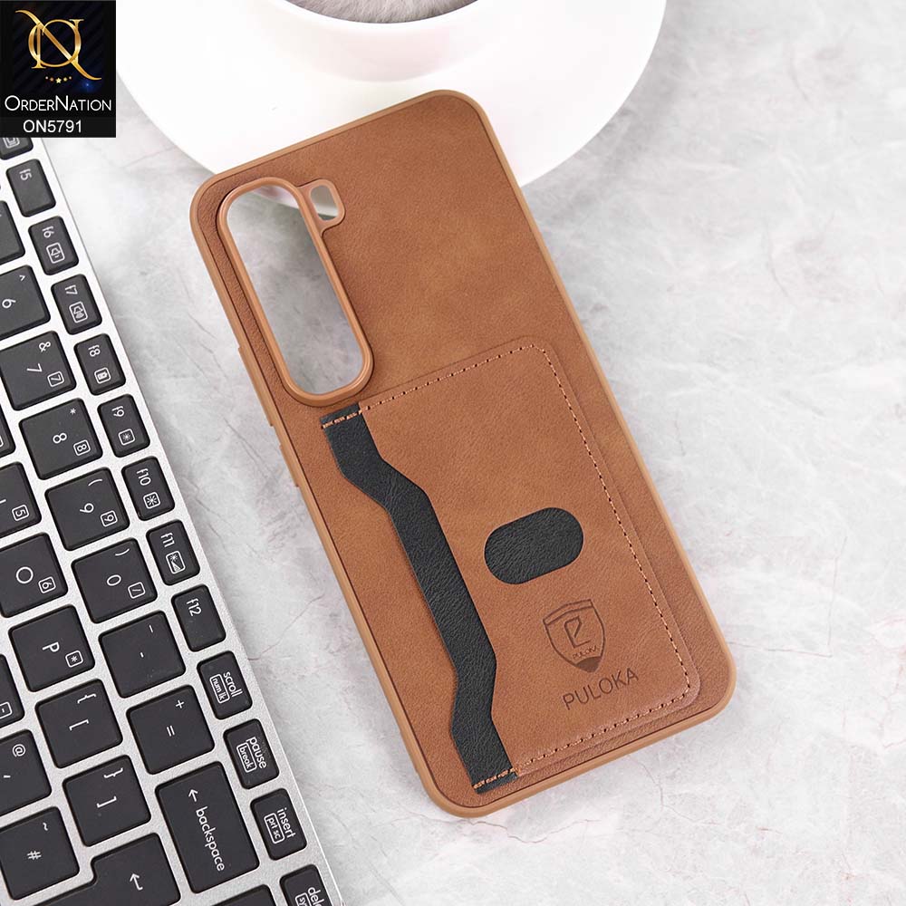 Infinix Hot 60 Pro Cover - Brown - New Premium Soft Tpu Leather Textured Case With Card Holder