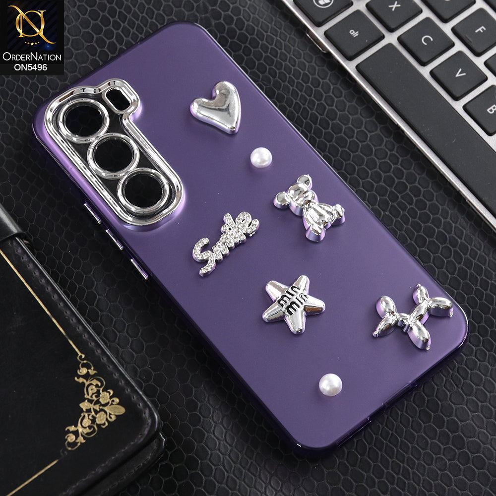 Infinix Hot 60 Pro Plus - Purple -  3D Smile Cartoon Matte Shinny Case With Camera Protection Soft Border Case
