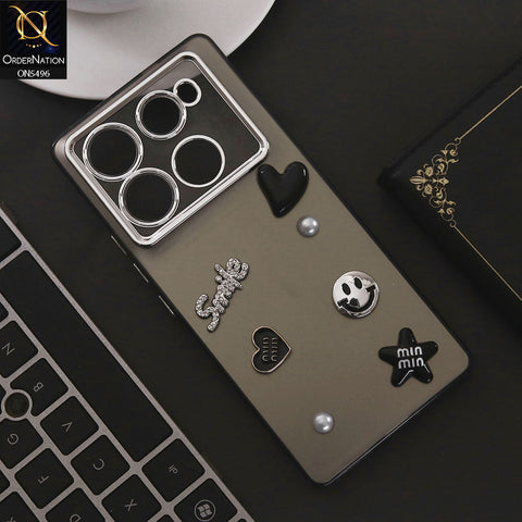 Infinix Note 40 Pro Cover - Black - 3D Smile Cartoon Matte Shinny Case With Camera Protection Soft Border Case