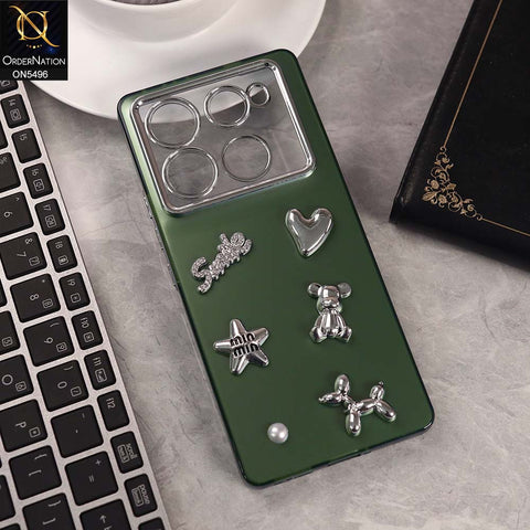 Infinix Note 40 Pro Cover - Green -  3D Smile Cartoon Matte Shinny Case With Camera Protection Soft Border Case