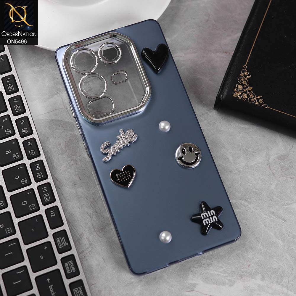 Infinix Note 50 Pro 4G Cover - Blue -  3D Smile Cartoon Matte Shinny Case With Camera Protection Soft Border Case