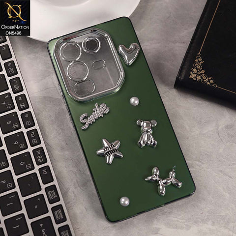Infinix Note 50 Pro 4G Cover - Green -  3D Smile Cartoon Matte Shinny Case With Camera Protection Soft Border Case