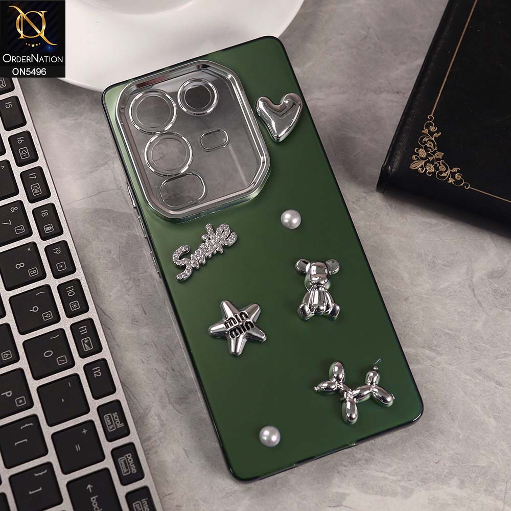 Infinix Note 50 4G Cover - Green -  3D Smile Cartoon Matte Shinny Case With Camera Protection Soft Border Case