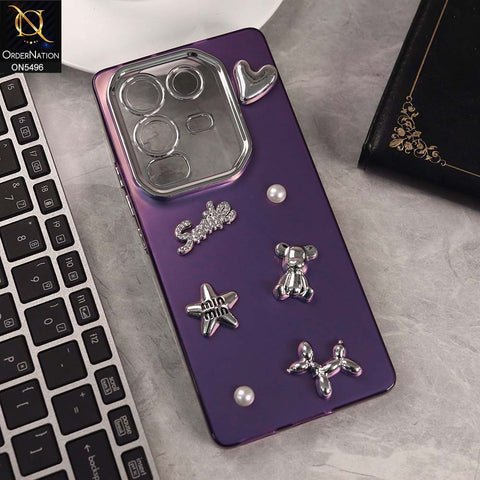 Infinix Note 50 Pro 4G Cover - Purple -  3D Smile Cartoon Matte Shinny Case With Camera Protection Soft Border Case