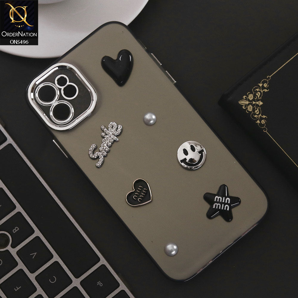 iPhone 11 Cover - Black - 3D Smile Cartoon Matte Shinny Case With Camera Protection Soft Border Case