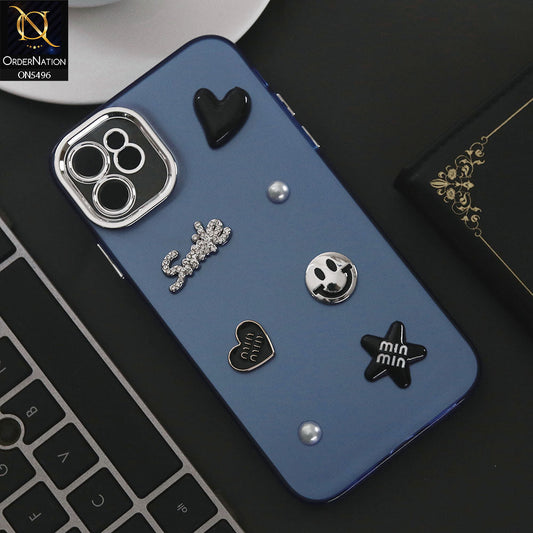 iPhone 11 Cover - Blue - 3D Smile Cartoon Matte Shinny Case With Camera Protection Soft Border Case