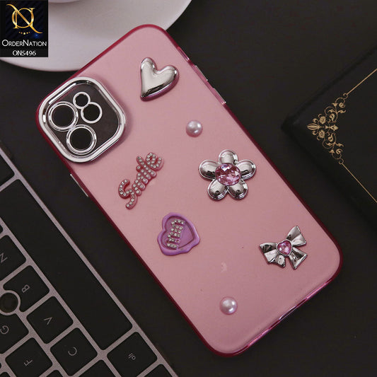 iPhone 11 Cover - Pink - 3D Smile Cartoon Matte Shinny Case With Camera Protection Soft Border Case