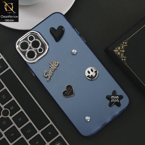 iPhone 11 Pro Cover - Blue - 3D Smile Cartoon Matte Shinny Case With Camera Protection Soft Border Case