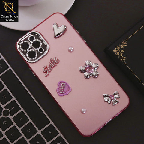 iPhone 11 Pro Cover - Pink - 3D Smile Cartoon Matte Shinny Case With Camera Protection Soft Border Case