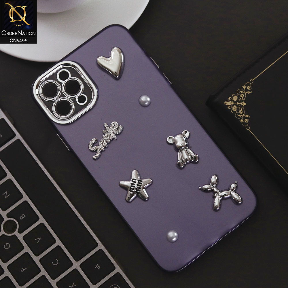 iPhone 11 Pro Cover - Purple - 3D Smile Cartoon Matte Shinny Case With Camera Protection Soft Border Case