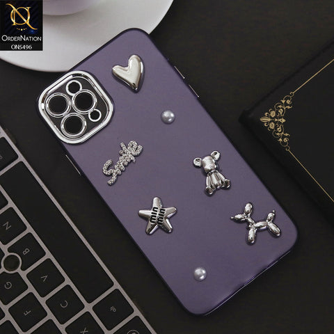 iPhone 11 Pro Cover - Purple - 3D Smile Cartoon Matte Shinny Case With Camera Protection Soft Border Case