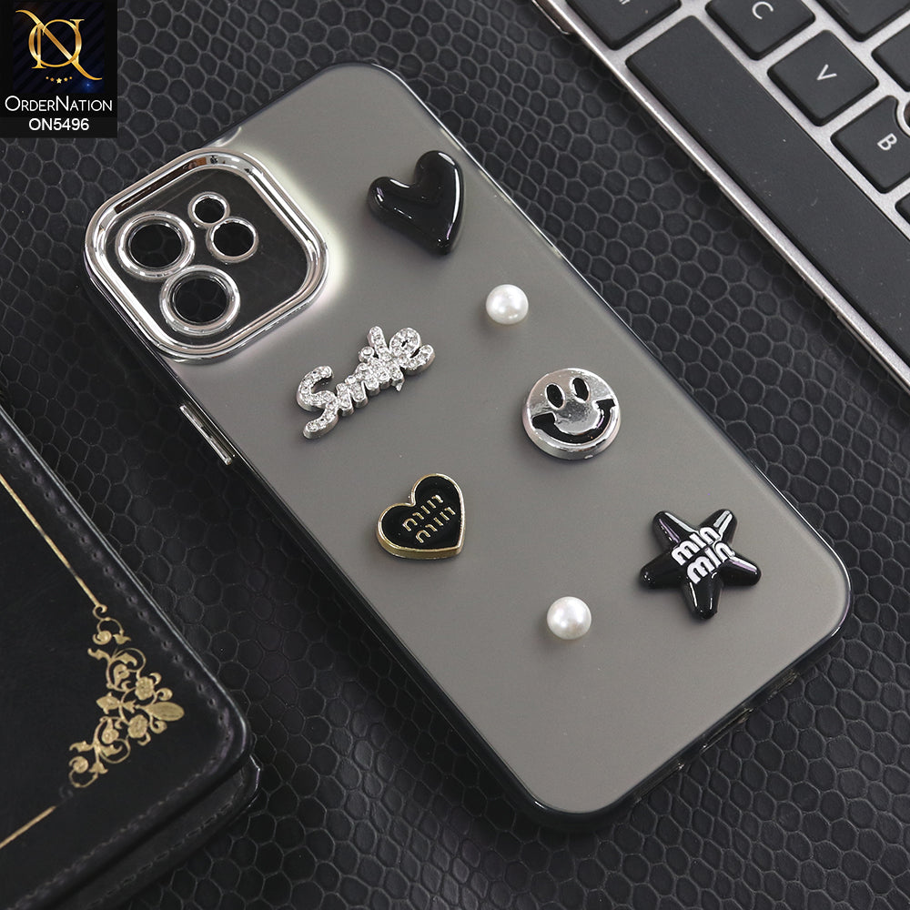 iPhone 12 Pro - Black -  3D Smile Cartoon Matte Shinny Case With Camera Protection Soft Border Case
