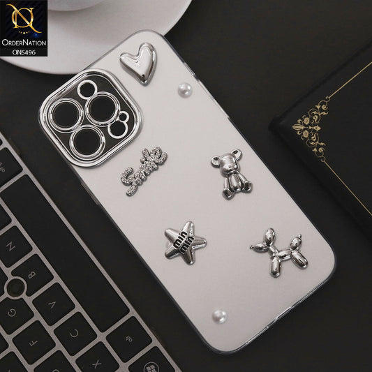 iPhone 12 Pro Cover - Silver - 3D Smile Cartoon Matte Shinny Case With Camera Protection Soft Border Case
