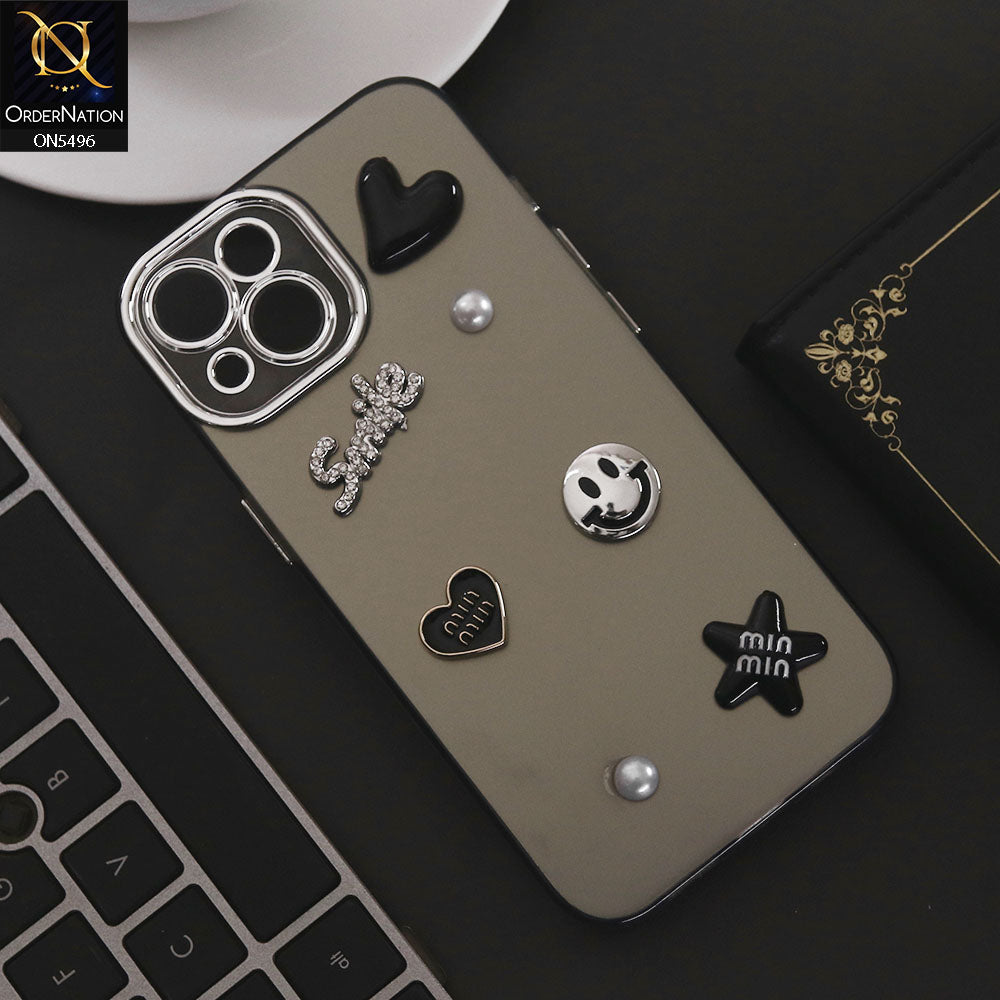 iPhone 13 Cover - Black - 3D Smile Cartoon Matte Shinny Case With Camera Protection Soft Border Case