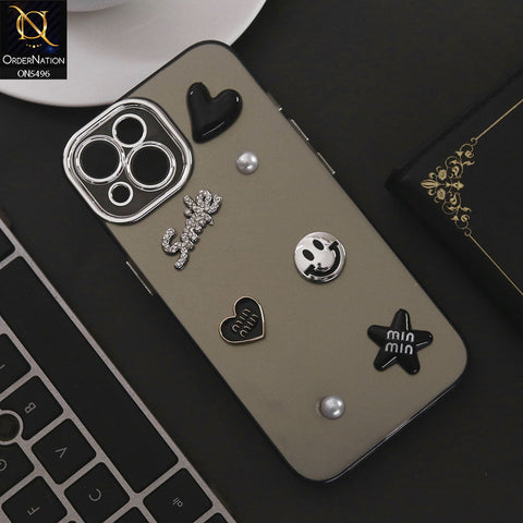 iPhone 13 Cover - Black - 3D Smile Cartoon Matte Shinny Case With Camera Protection Soft Border Case